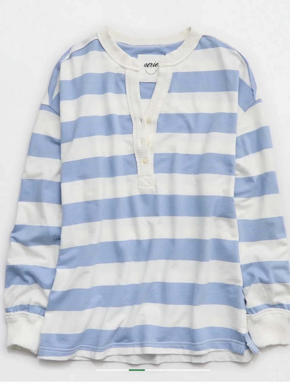 NWT Aerie Striped Poolside Terry Henley Sweatshirt & Shorts Lounge Set - Picture 8 of 9